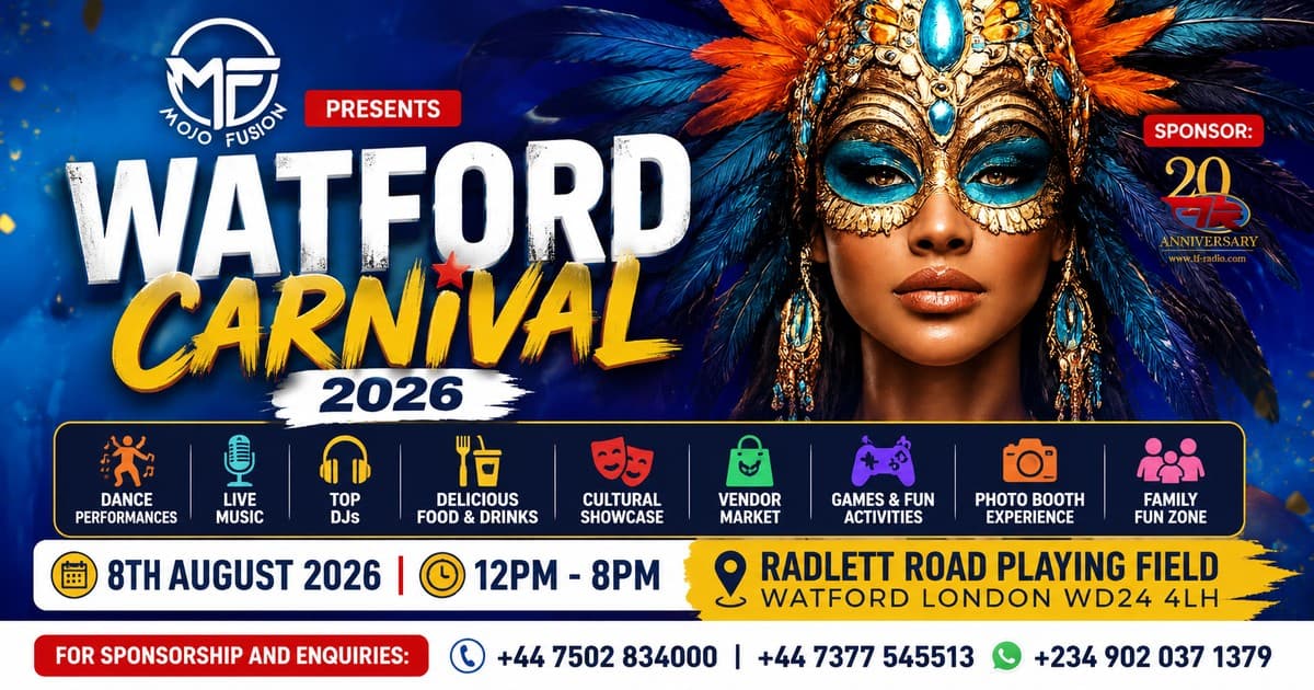 🎭 Watford Carnival 2026: A Day of Culture, Music & Family Fun