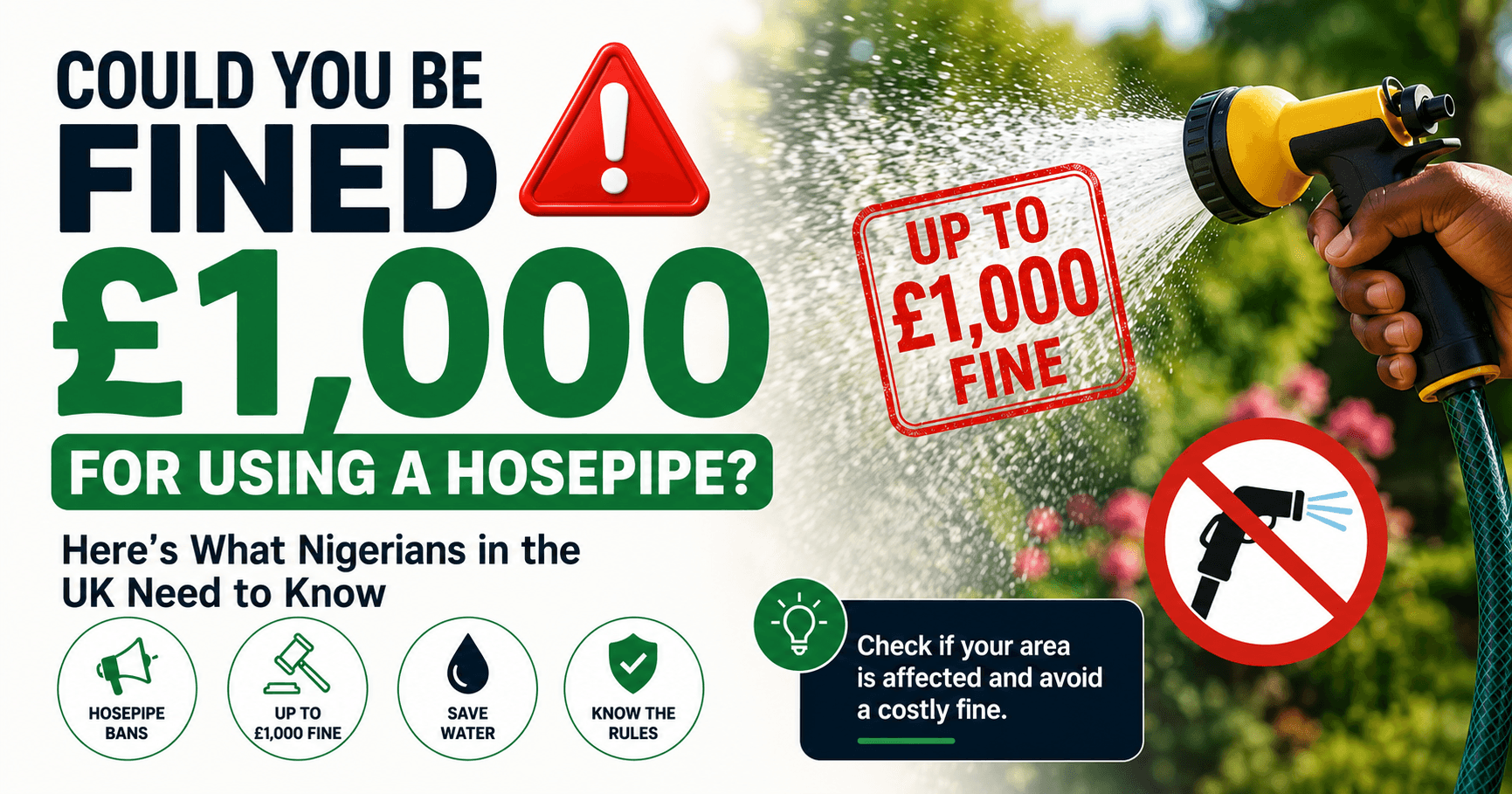 Could You Be Fined £1,000 for Using a Hosepipe? Here's What Nigerians in the UK Need to Know