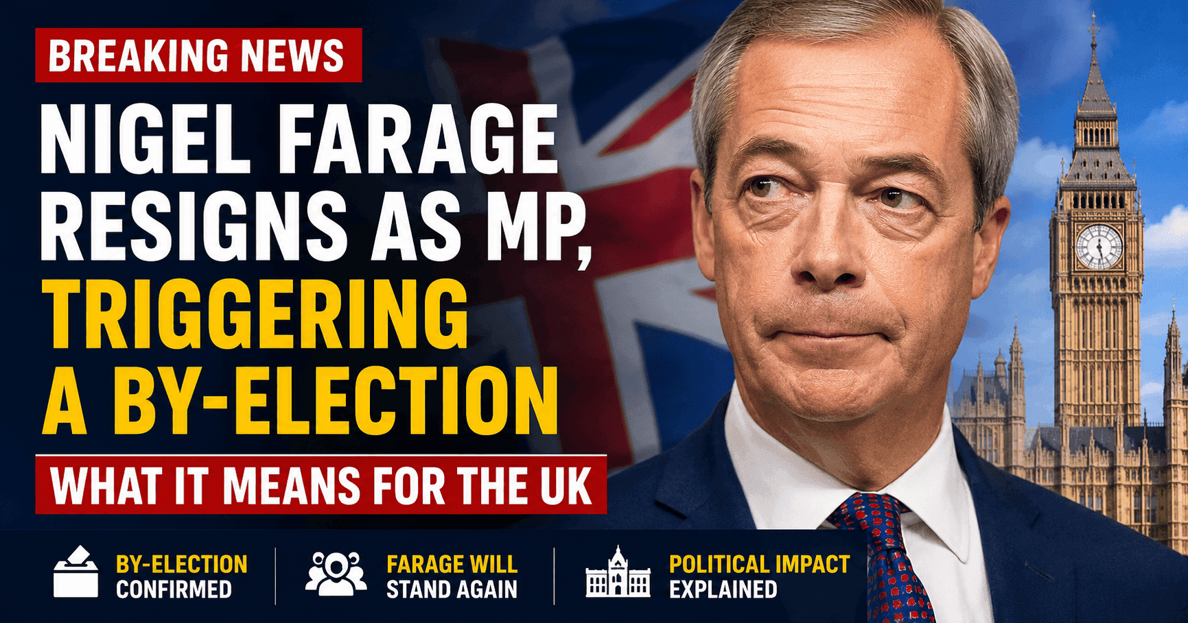 Nigel Farage Resigns as MP, Triggering a By-Election – What It Means for the UK